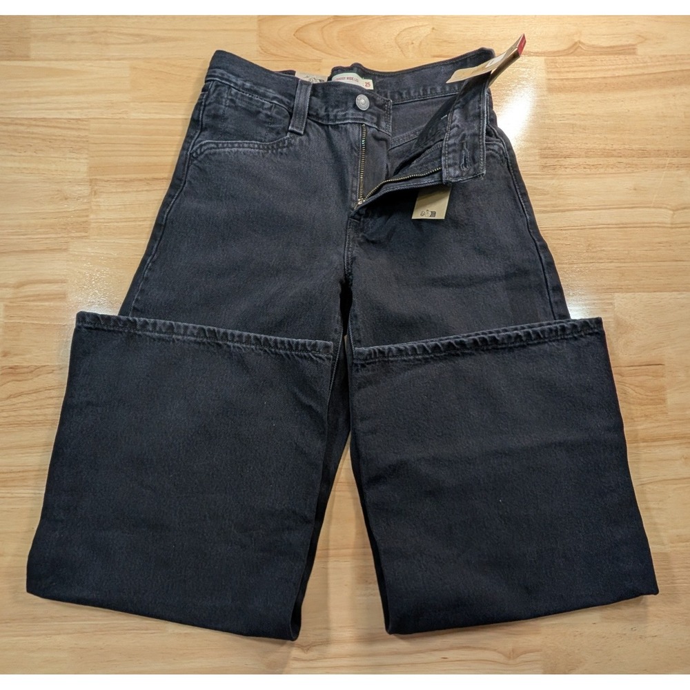 Levis 94 Baggy Wide Leg Jeans Womens 25 Black High Rise Denim A5929-0006 NEW - Picture 2 of 11